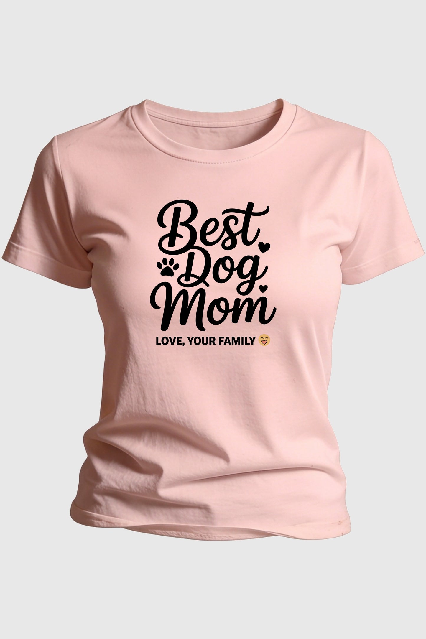 Navy t-shirt with best dog mom gift from family print, unisex crew neck