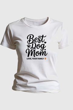 Sand t-shirt with best dog mom gift from family print, unisex crew neck