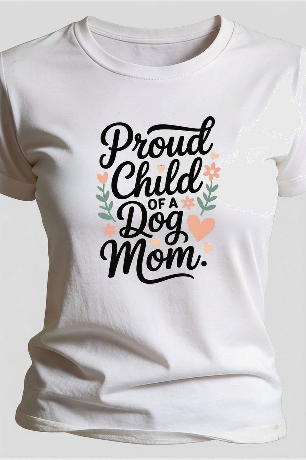 Navy t-shirt with dog mom proud child print, unisex crew neck
