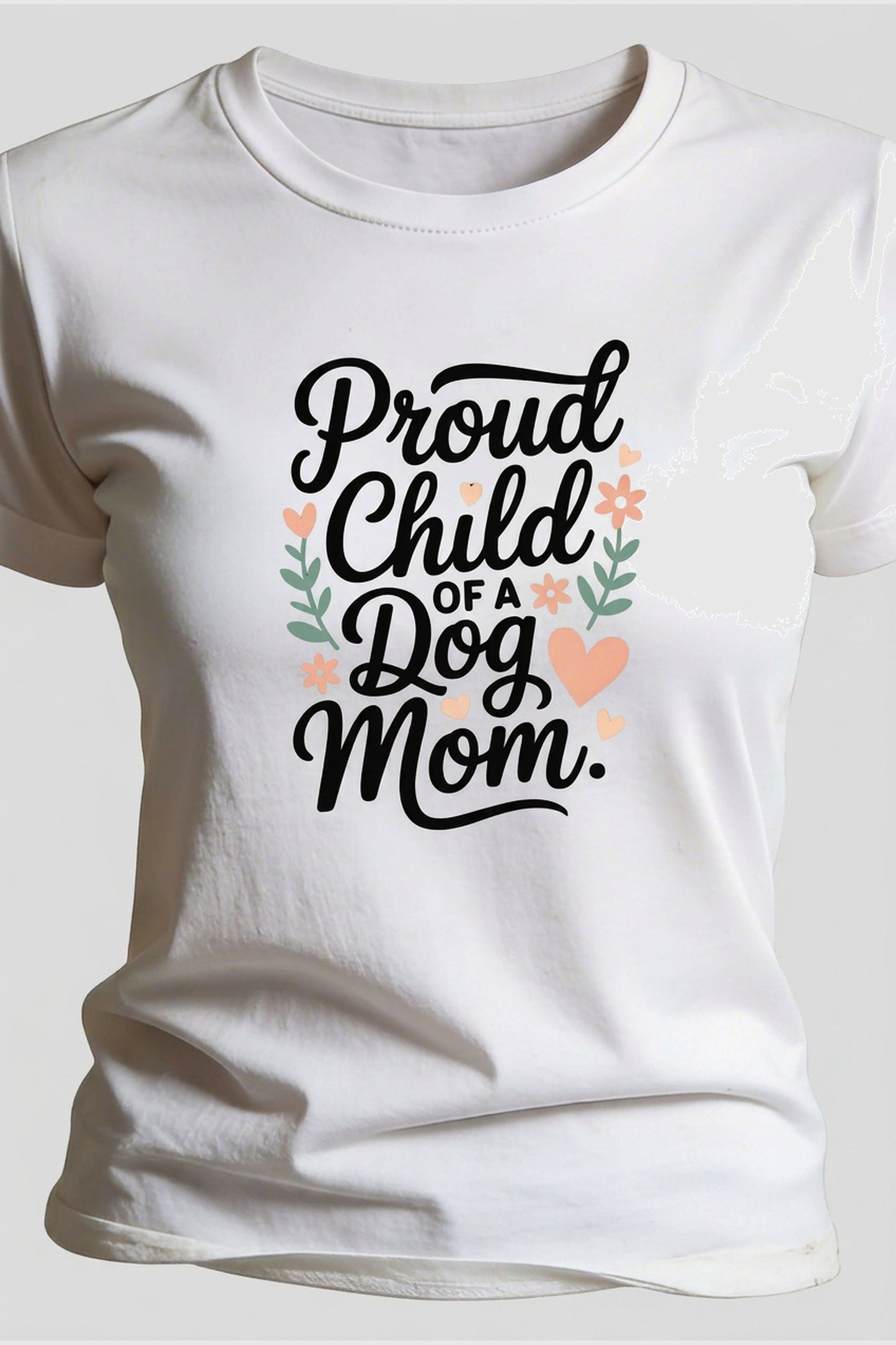 Navy t-shirt with dog mom proud child print, unisex crew neck