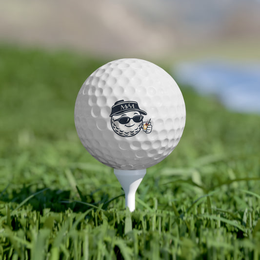 19th Hole golf balls, set of 6, navy and cream print, product photo 4