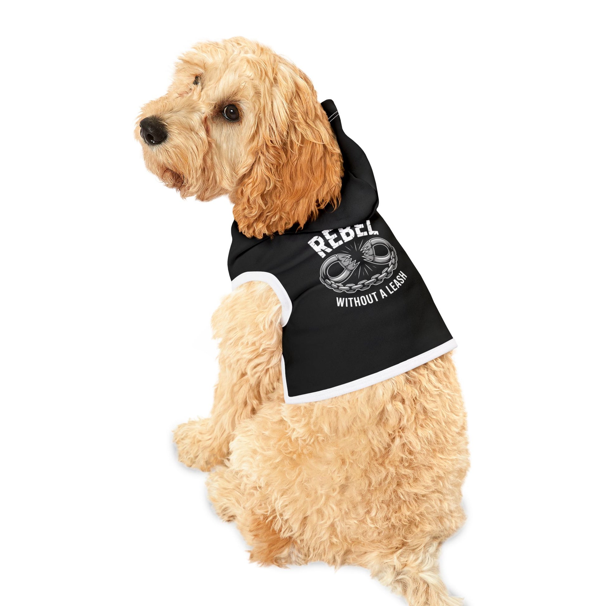 Pet Hoodie Rebel Without A Leash  – Black – back view