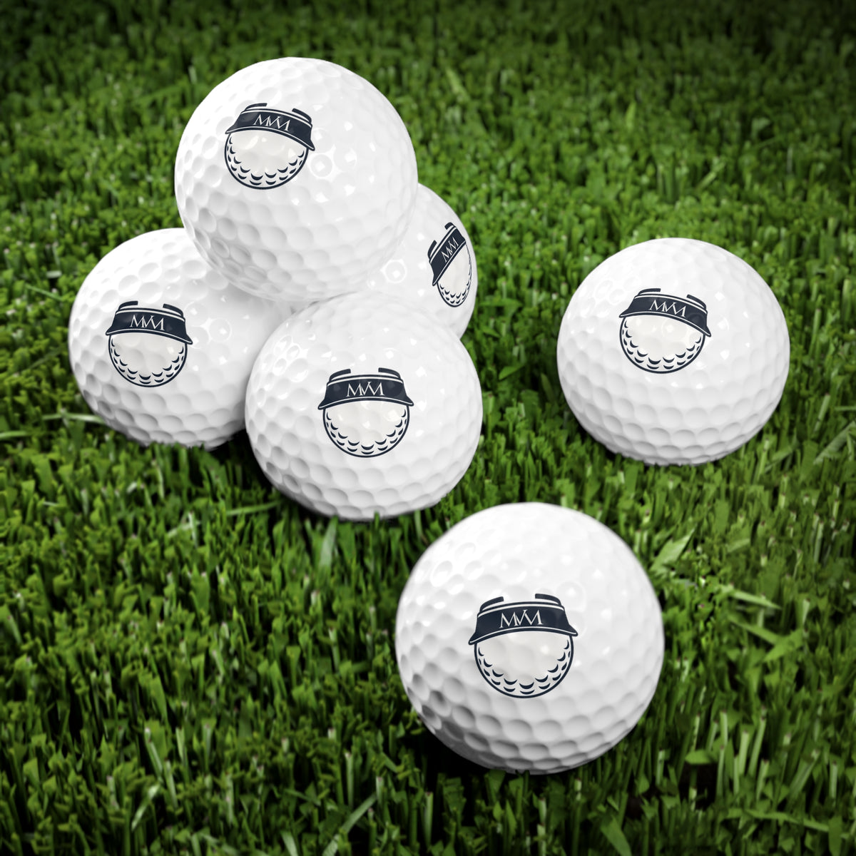 Visor Ball golf balls, set of 6, navy and cream print, product photo 3