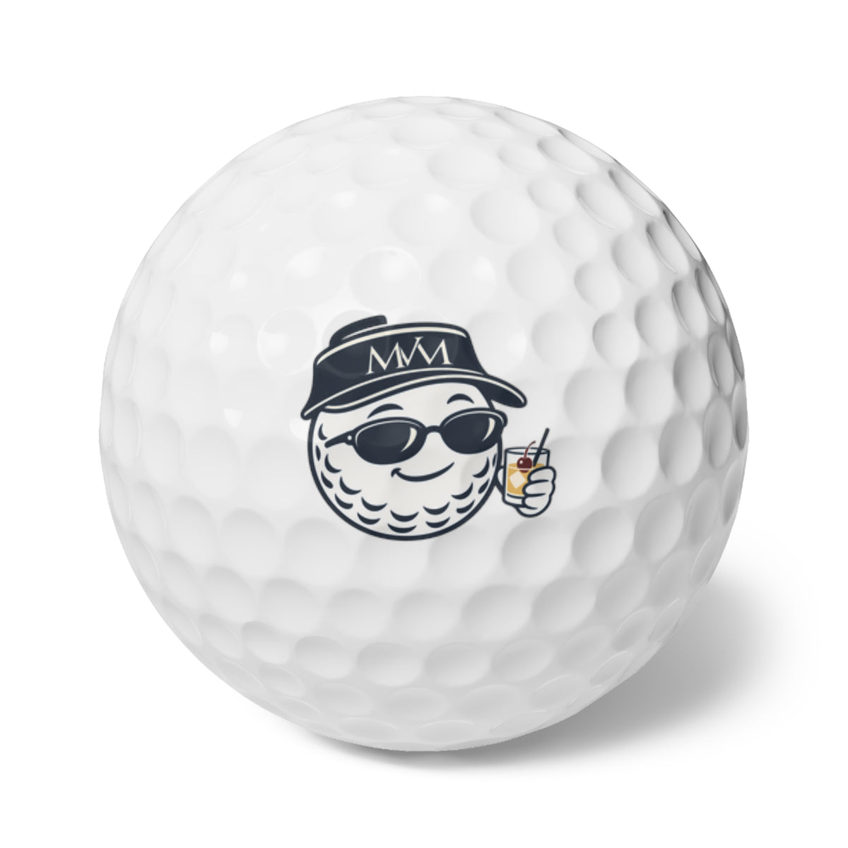 19th Hole golf balls, set of 6, navy and cream print, product photo 1