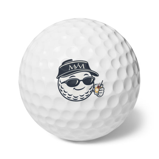 19th Hole golf balls, set of 6, navy and cream print, product photo 1