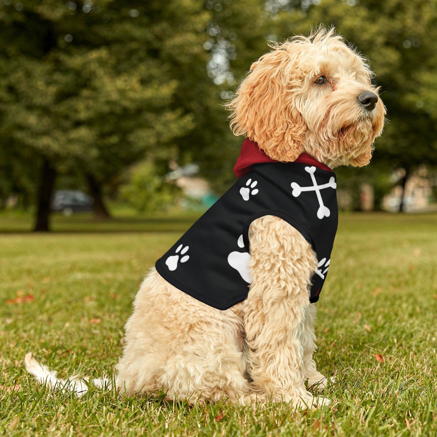 Pet Hoodie Paw Print Crossbones