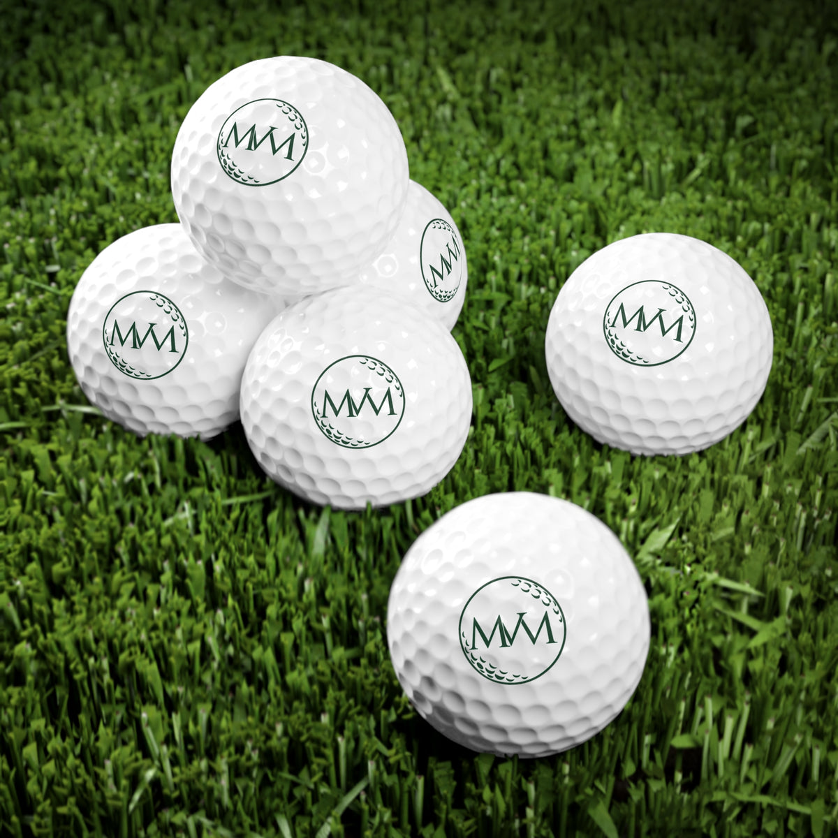 Pure Ball golf balls, set of 6, forest green and cream print, product photo 3