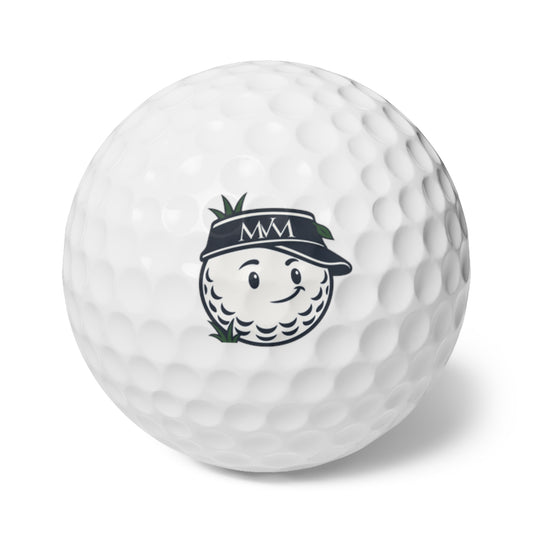 Rough Day golf balls, set of 6, navy and cream print, product photo 1