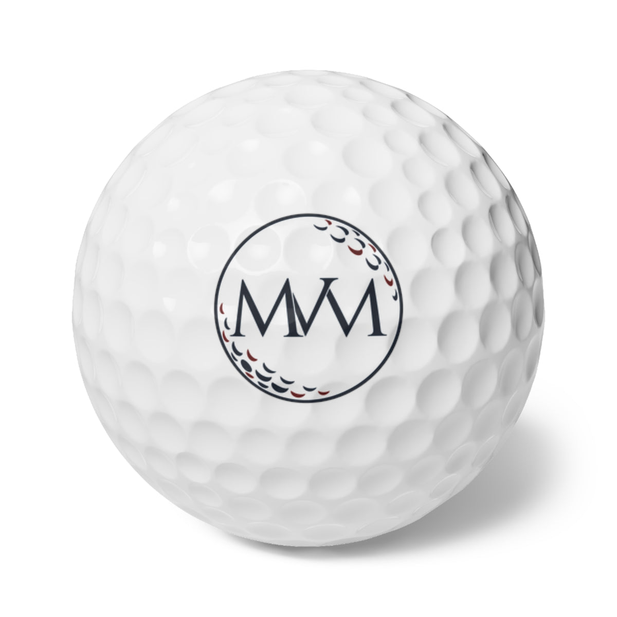 Pure Ball golf balls, set of 6, navy and burgundy print, product photo 1