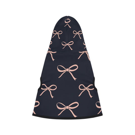 Pet Hoodie Bow Print  Navy & Blush Bow