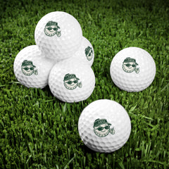 19th Hole golf balls, set of 6, forest green and cream print, product photo 3