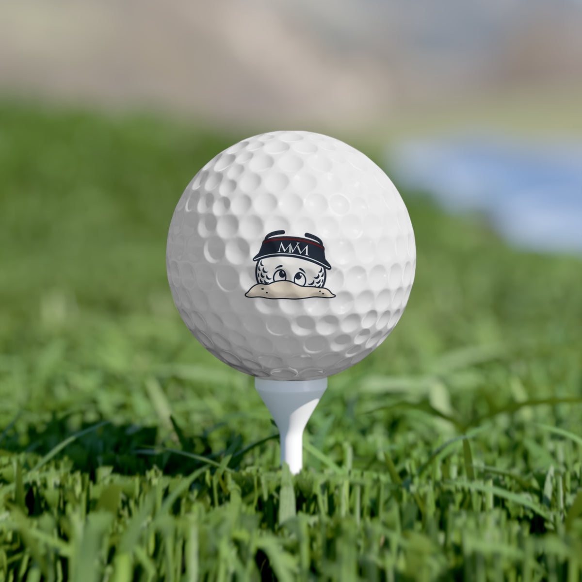 Bunker Buddy golf balls, set of 6, navy and burgundy print, product photo 4