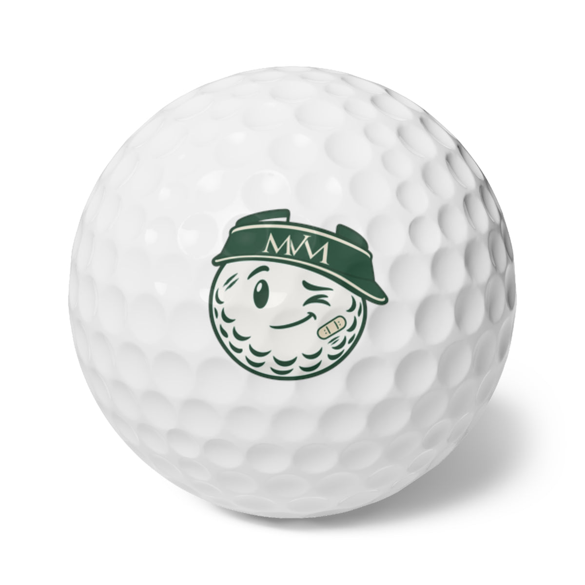 Mulligan golf balls, set of 6, forest green and cream print, product photo 1