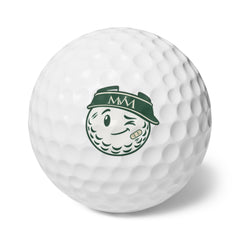 Mulligan golf balls, set of 6, forest green and cream print, product photo 1