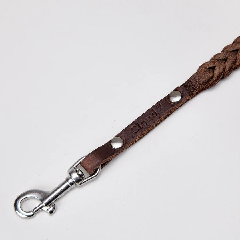 Central Park Saddle Brown dog leash detail, metal hardware