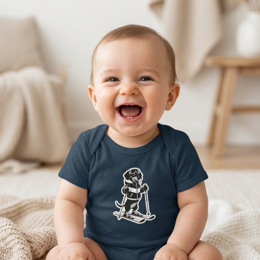 Baby Bodysuit – Cute Skiing Black Labrador