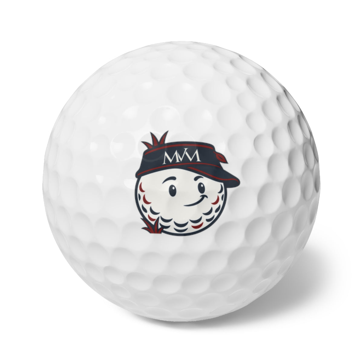 Rough Day golf balls, set of 6, navy and burgundy print, product photo 1