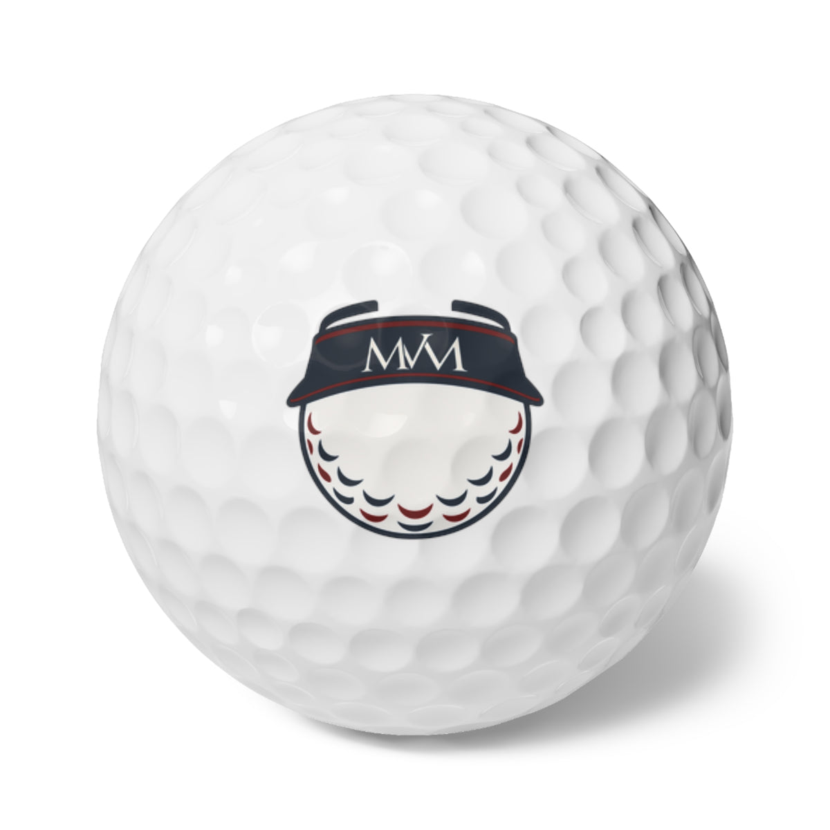 Visor Ball golf balls, set of 6, navy and burgundy print, product photo 1