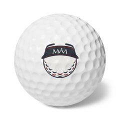 Visor Ball golf balls, set of 6, navy and burgundy print, product photo 1