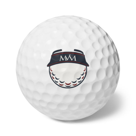 Visor Ball golf balls, set of 6, navy and burgundy print, product photo 1