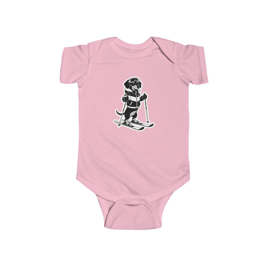 Baby Bodysuit – Cute Skiing Black Labrador