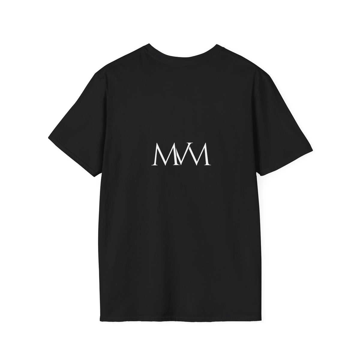 Rückseite des schwarzen Dackel T-Shirts mit dem MVM Monogramm in Weiß