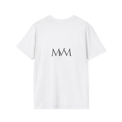 Rückseite des weißen Dackel T-Shirts mit dem MVM Monogramm in Schwarz