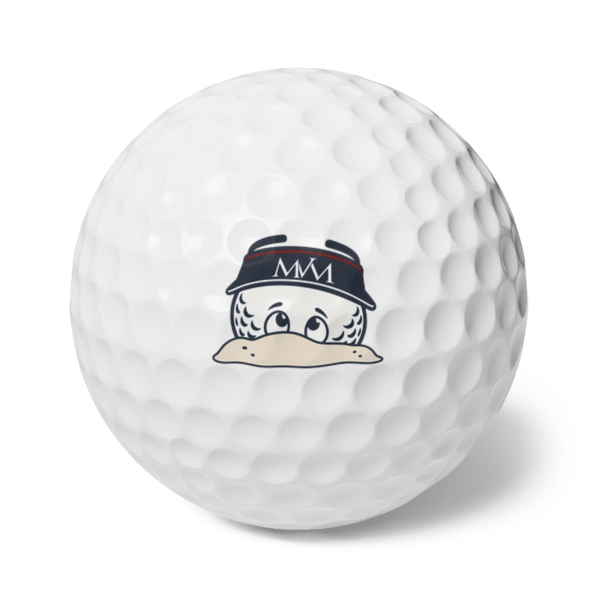 Bunker Buddy golf balls, set of 6, navy and burgundy print, product photo 1