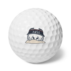 Bunker Buddy golf balls, set of 6, navy and burgundy print, product photo 1