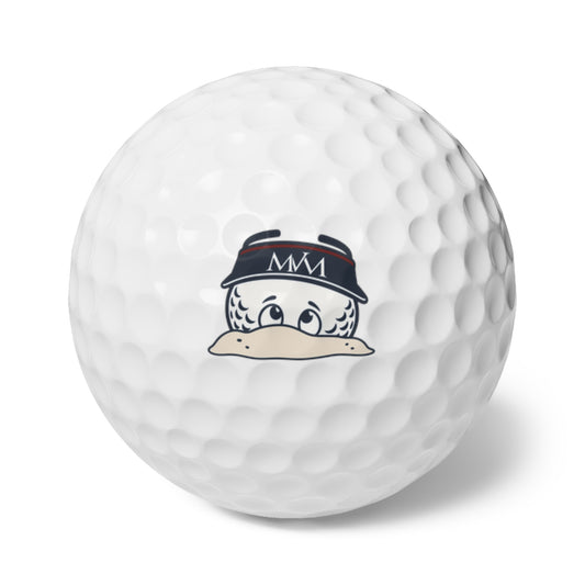 Bunker Buddy golf balls, set of 6, navy and burgundy print, product photo 1