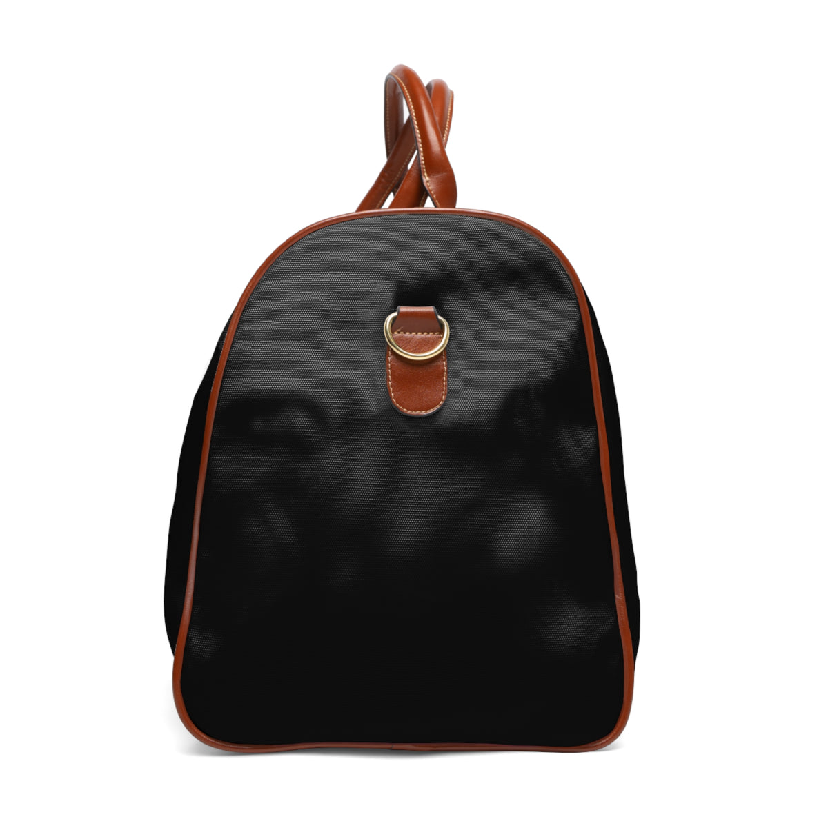 Color: Black. Putting Dachshund golf travel bag in black, right side view with gold-colored zipper.
