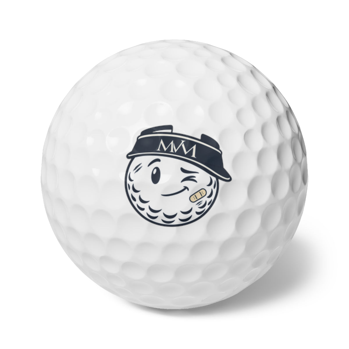 Mulligan golf balls, set of 6, navy and cream print, product photo 1