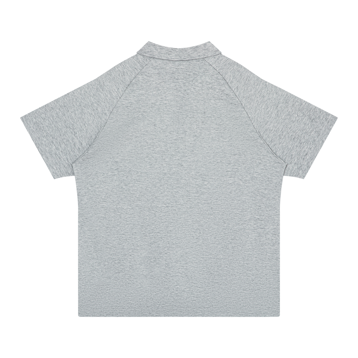 Putting dachshund golf polo, back flatlay. Color: Flower Gray