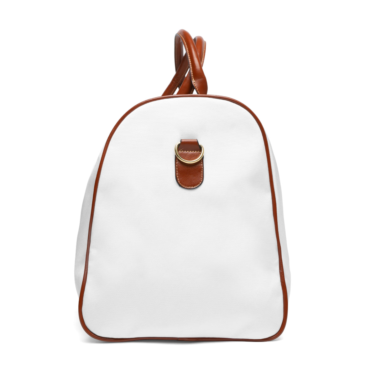 Color: White. Putting Dachshund golf travel bag in white, right side view with gold-colored zipper.