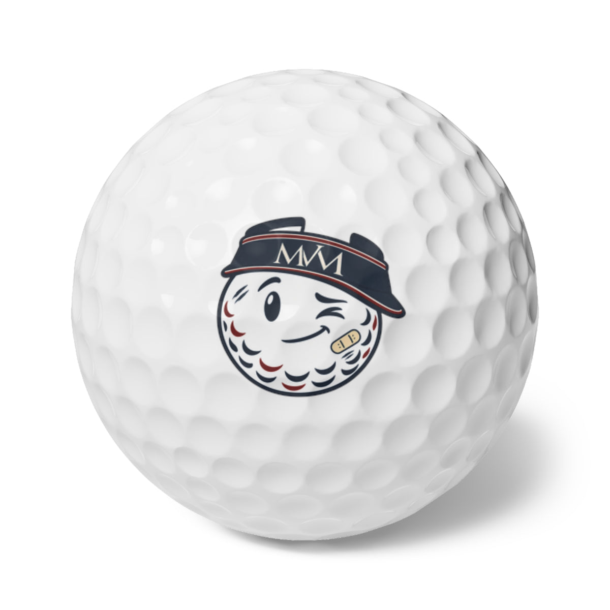 Mulligan golf balls, set of 6, navy and burgundy print, product photo 1