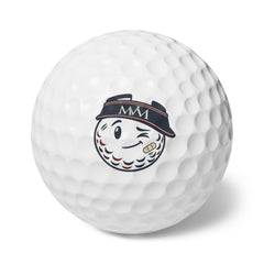 Mulligan golf balls, set of 6, navy and burgundy print, product photo 1