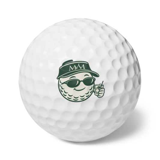 19th Hole golf balls, set of 6, forest green and cream print, product photo 1