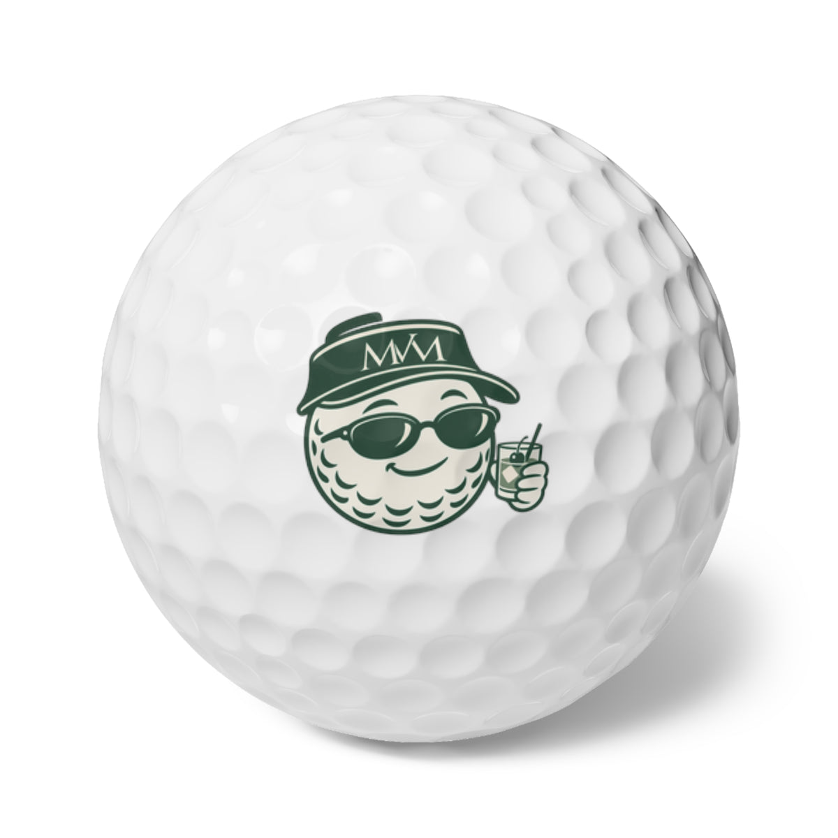 19th Hole golf balls, set of 6, forest green and cream print, product photo 1