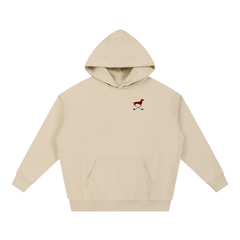 Club & Swing dachshund golf hoodie, front flatlay. Color: Apricot
