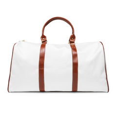 Color: White. Putting Dachshund golf travel bag in white, plain back view with brown PU handles.