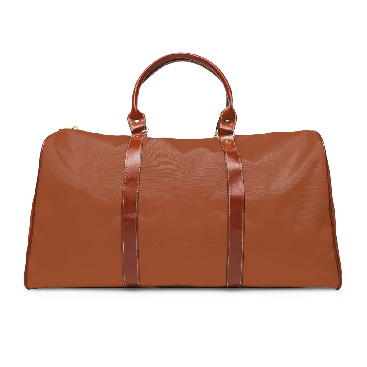 Color: Cognac. Swing Dachshund golf travel bag in cognac, plain back view with brown PU handles.
