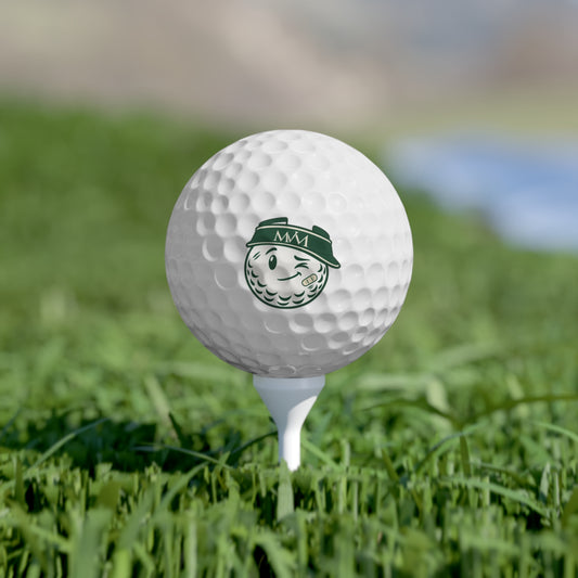 Mulligan golf balls, set of 6, forest green and cream print, product photo 4