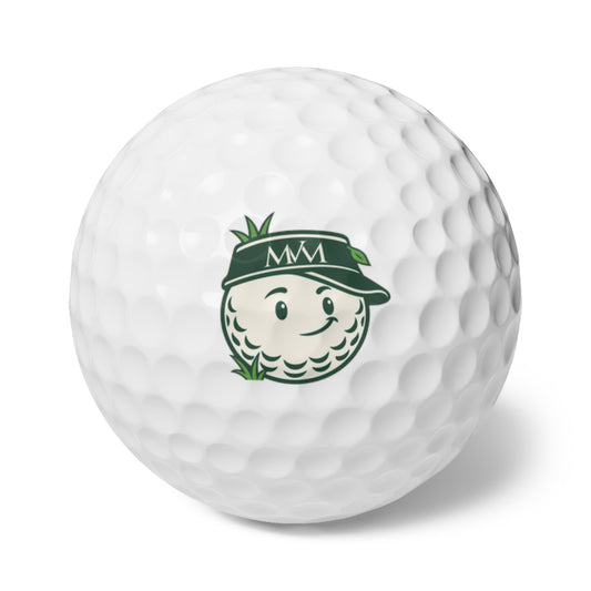 Rough Day golf balls, set of 6, forest green and cream print, product photo 1