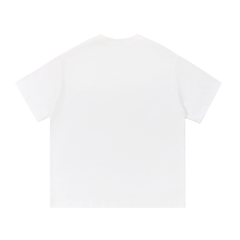 Putting dachshund golf T-shirt, plain back view. Color: White