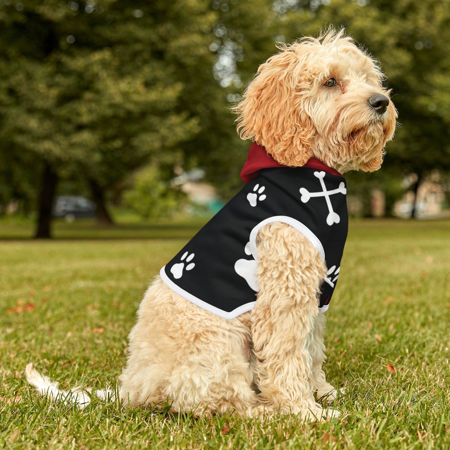 Pet Hoodie Paw Print Crossbones