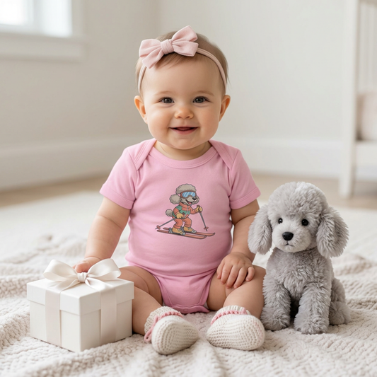 Baby Bodysuit – Cute Skiing Poodle