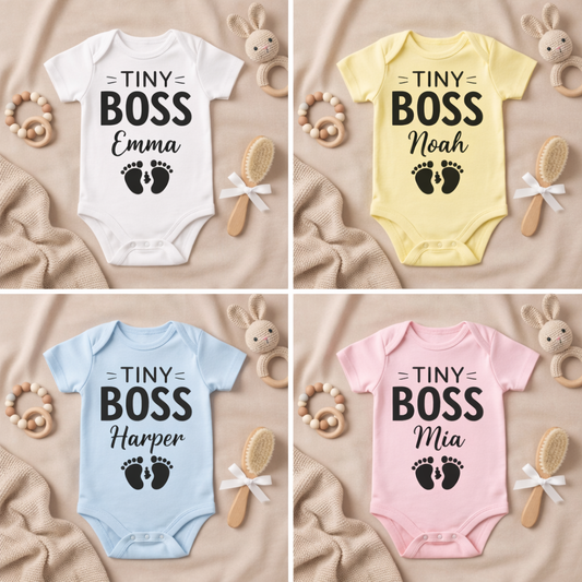 Personalized Tiny Boss Baby Bodysuit with Custom Name