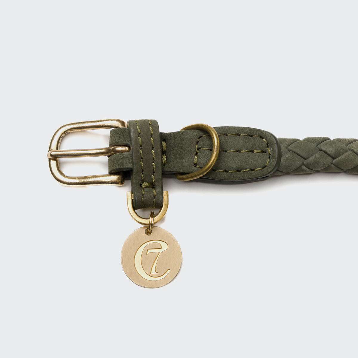 Rust leather dog collar back view, quick-release buckle