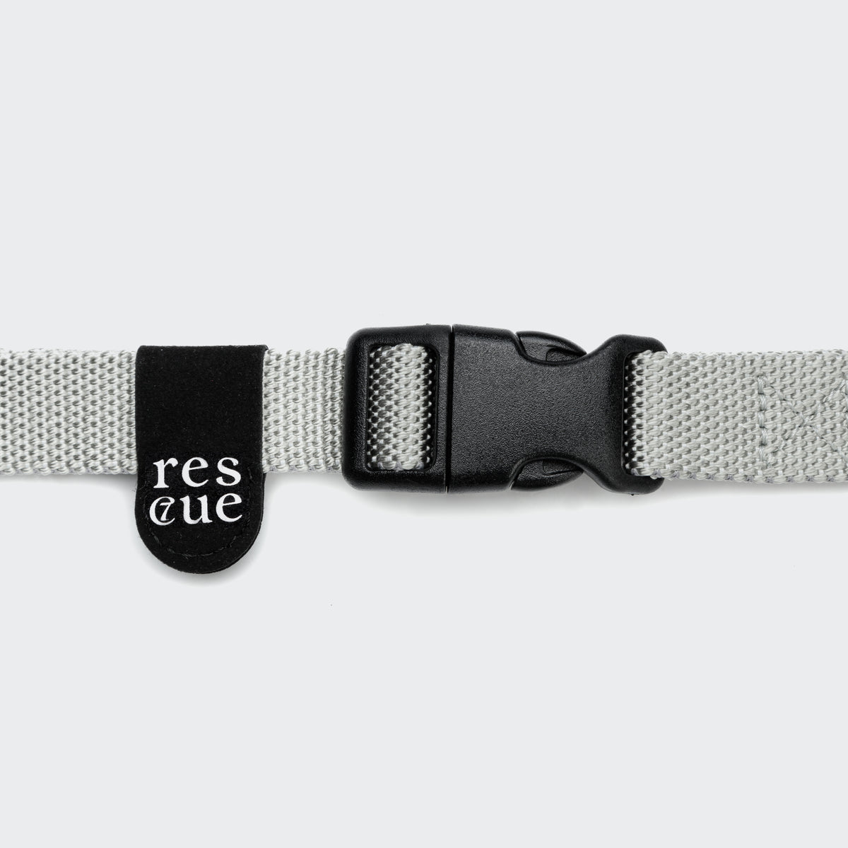 Silver nylon dog collar back view, quick-release buckle