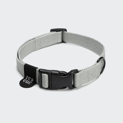 Silver reflective nylon dog collar, adjustable, Cloud 7 RESC7UE